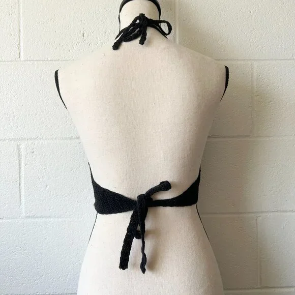 Handmade Crochet Rasta Reggae Bob Marley Hippie Woodstock Halter Top Women’s XL - Picture 3 of 5